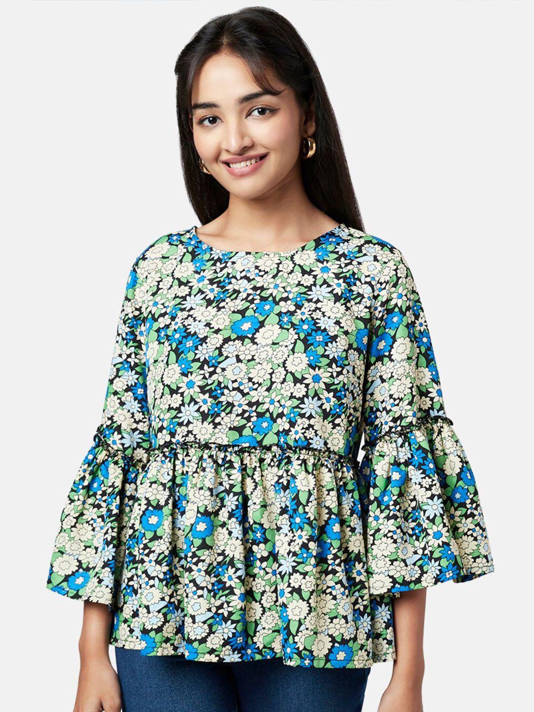 yu by pantaloons blue floral print empire top