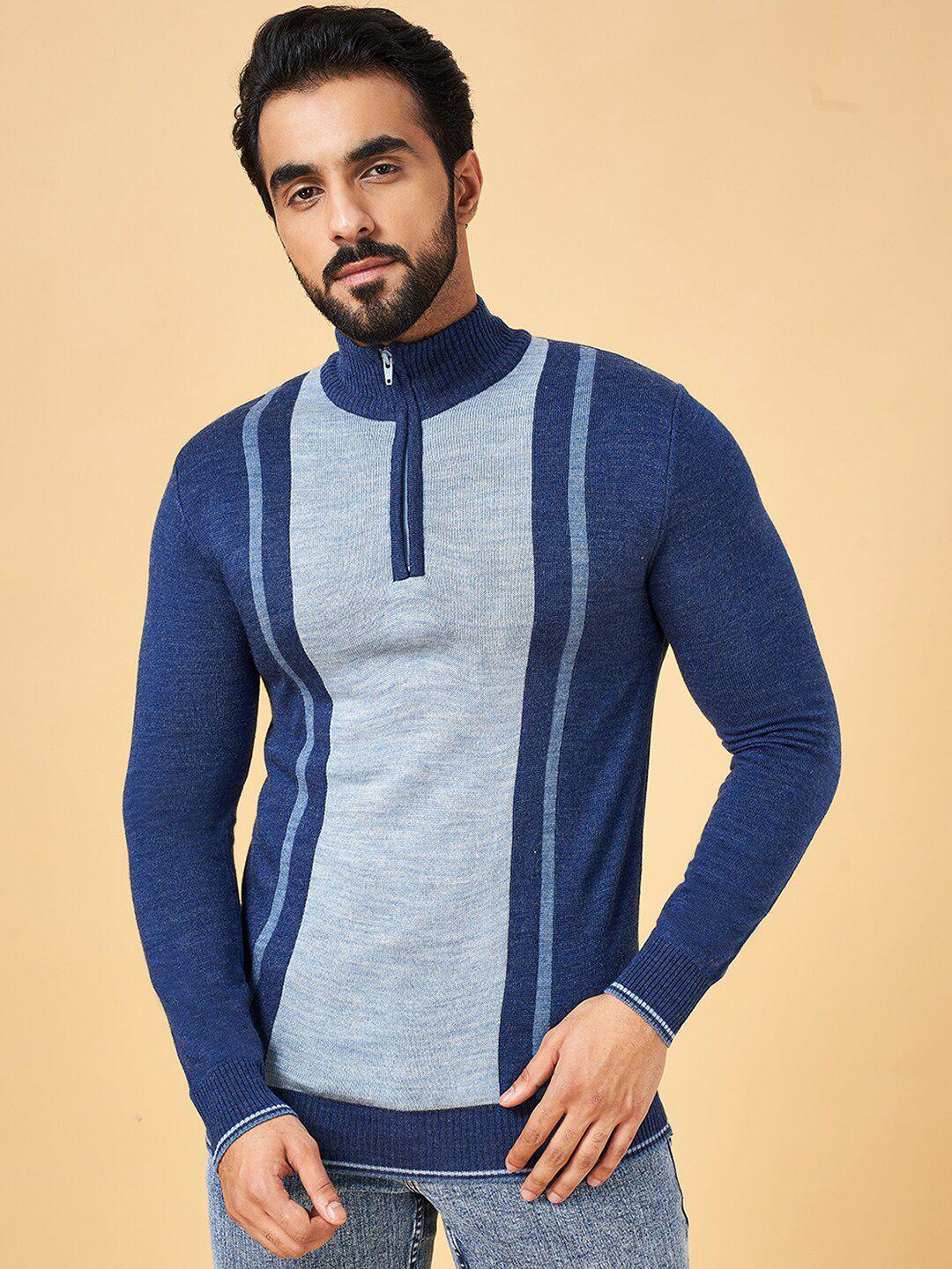 yu by pantaloons colourblocked long sleeves acrylic pullover