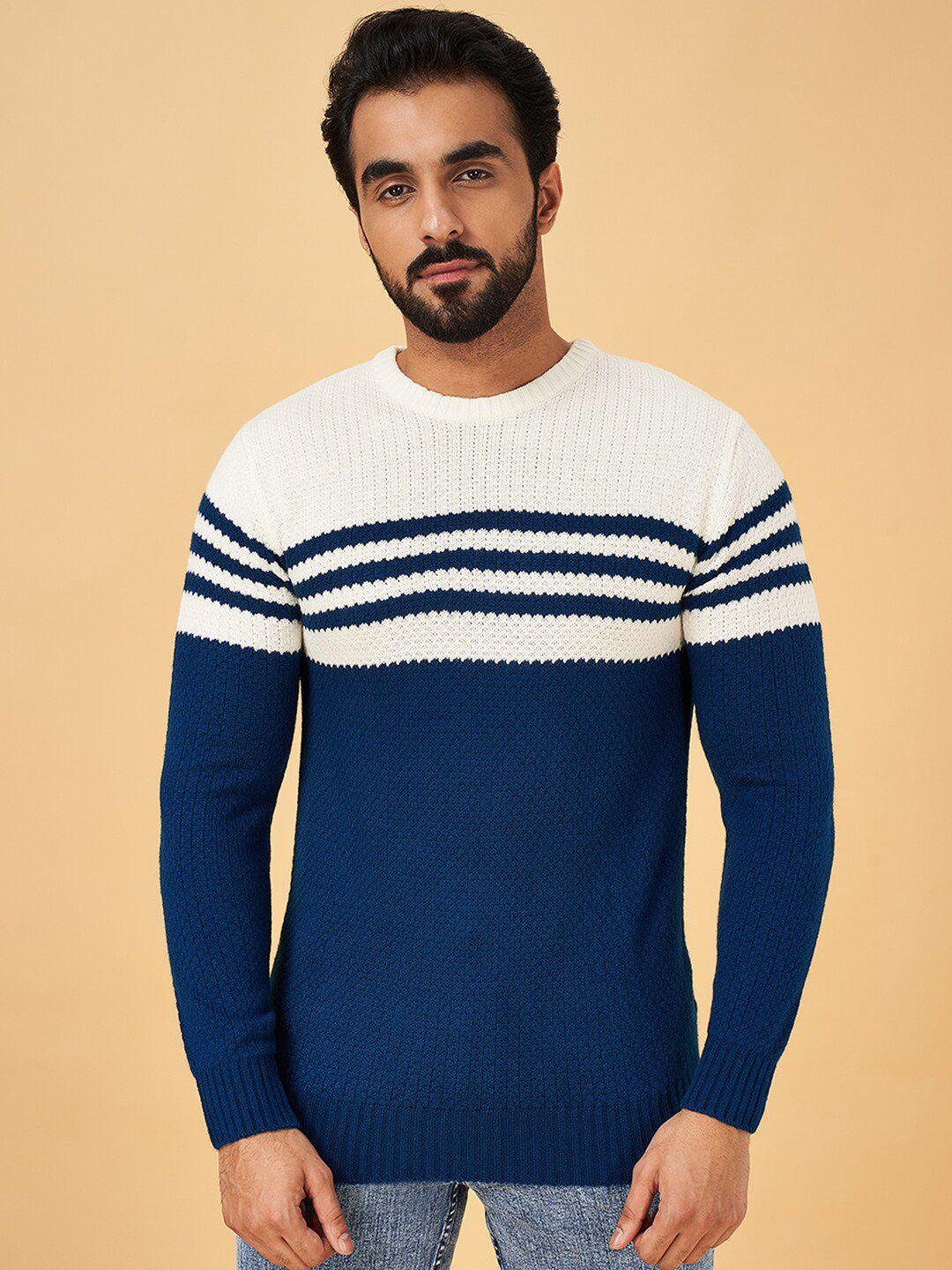 yu by pantaloons colourblocked round neck acrylic pullover sweater