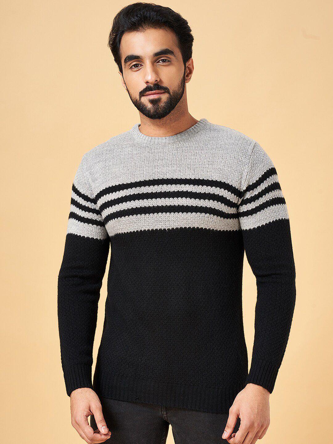 yu by pantaloons colourblocked round neck long sleeve acrylic sweater vest sweaters