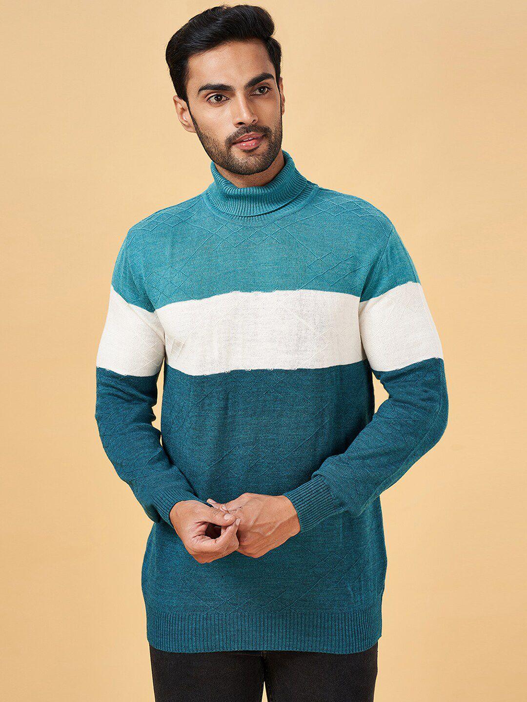 yu by pantaloons colourblocked turtle neck acrylic pullover sweater