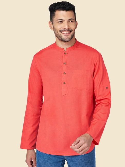 yu by pantaloons coral regular fit short kurtas