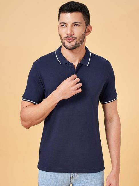 yu by pantaloons dark blue regular fit polo t-shirt