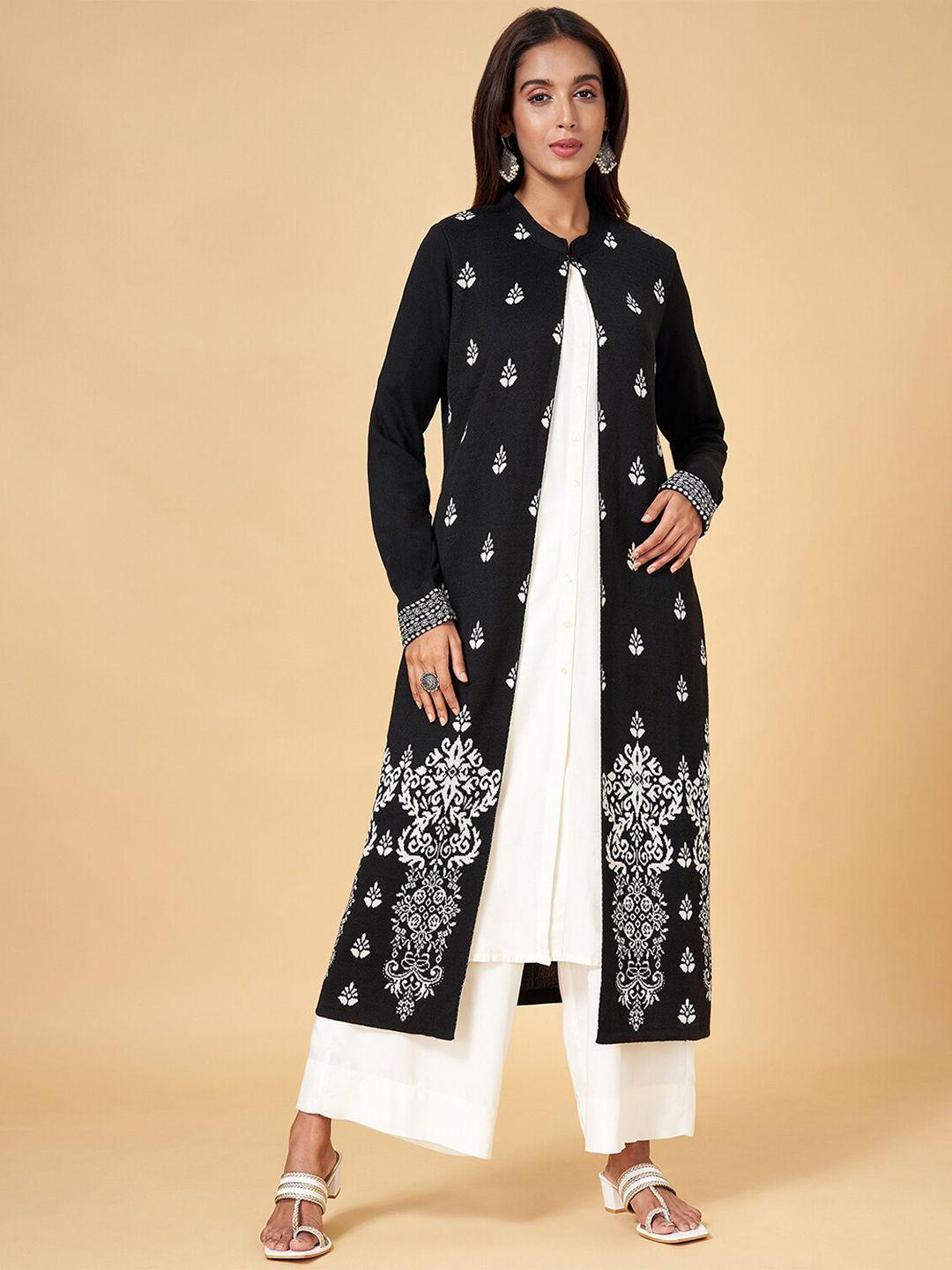 yu by pantaloons ethnic motifs printed longline front-open