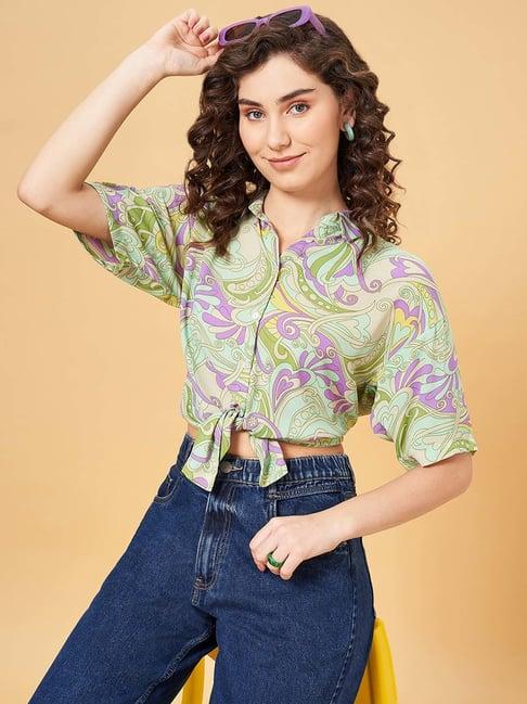 yu by pantaloons green printed shirt