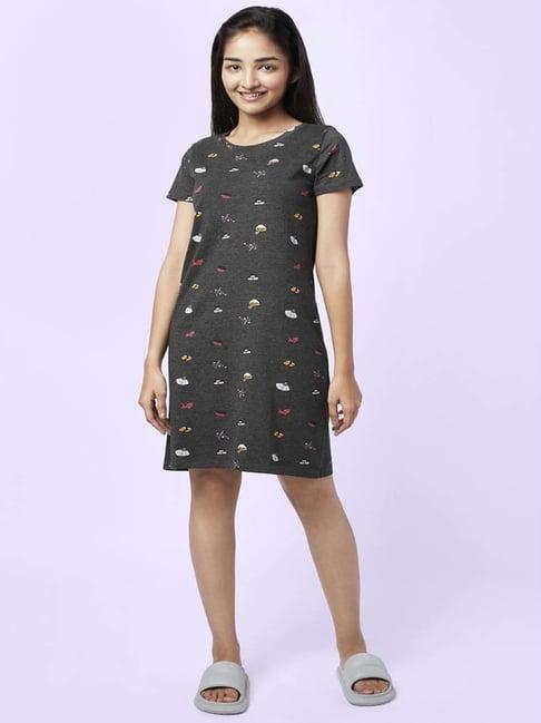 yu by pantaloons grey cotton printed nighty