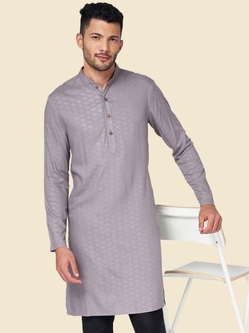 yu by pantaloons grey regular fit self pattern kurtas