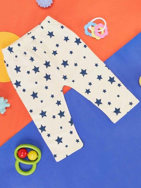 yu by pantaloons kids off-white & green printed pants