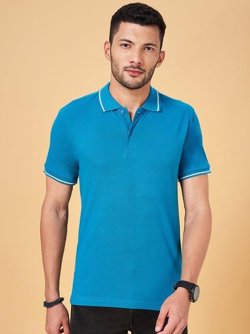 yu by pantaloons light blue regular fit polo t-shirt