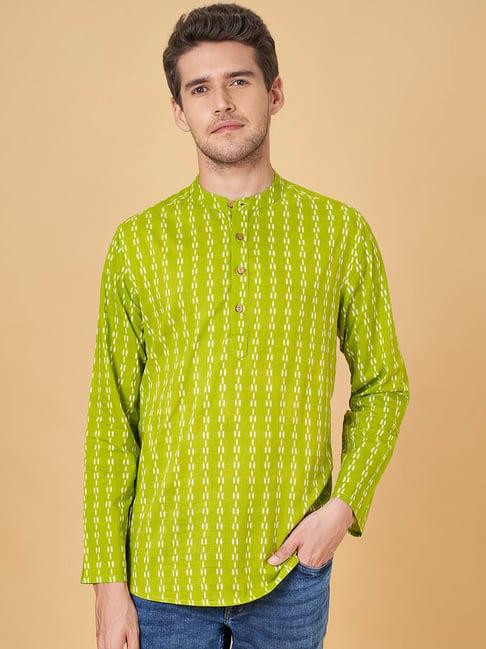 yu by pantaloons light green cotton regular fit printed short kurta