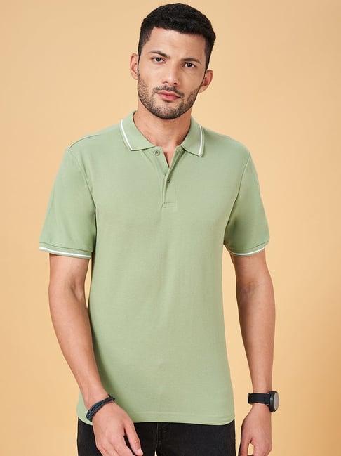 yu by pantaloons light green regular fit polo t-shirt