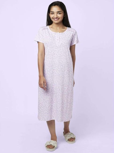 yu by pantaloons lilac cotton printed nighty