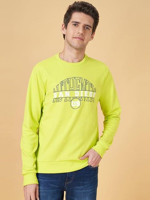 yu by pantaloons lime cotton regular fit printed sweatshirt