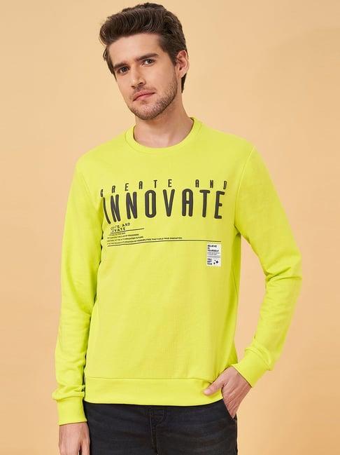 yu by pantaloons lime regular fit printed sweatshirt