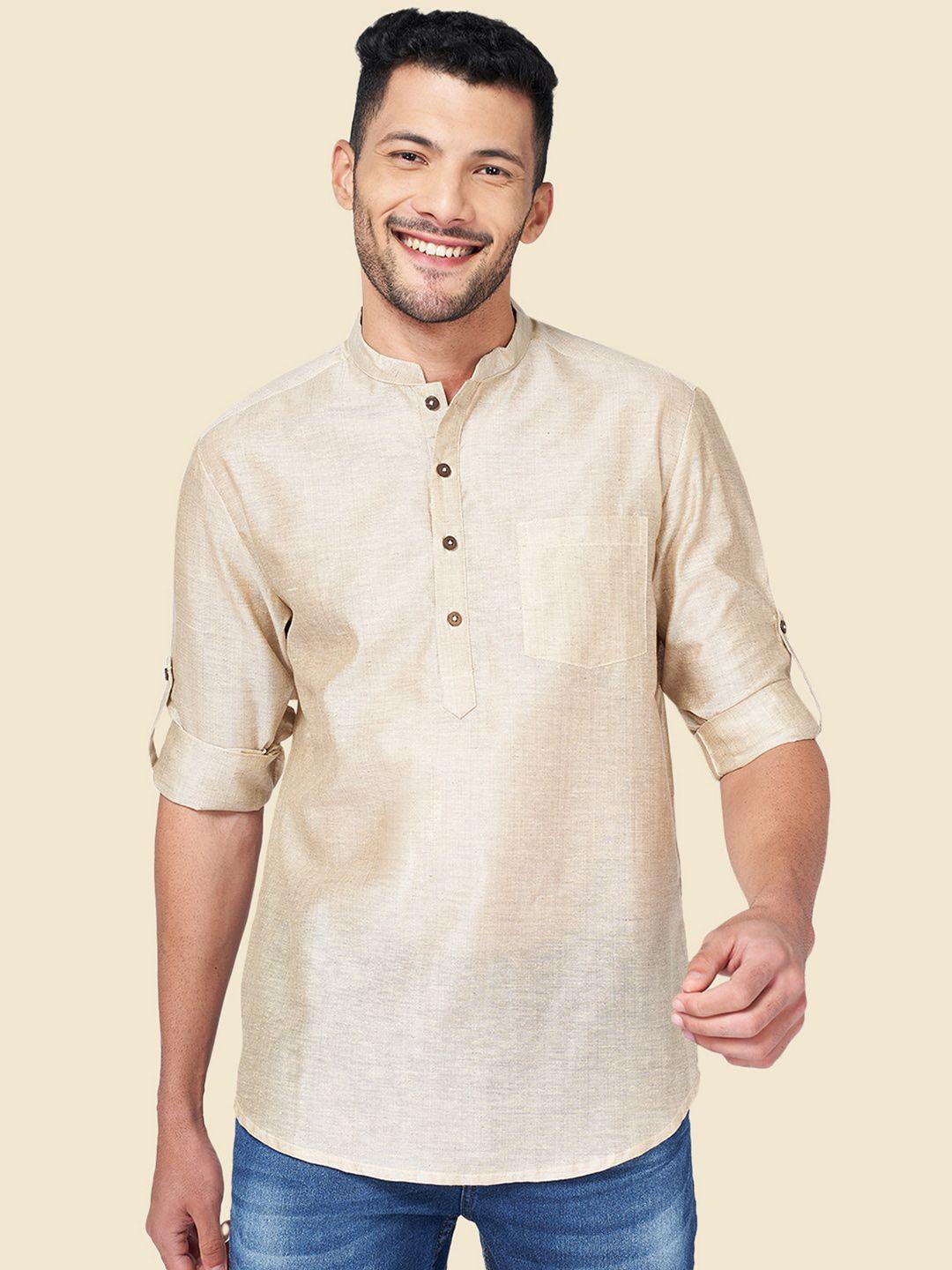 yu by pantaloons manadrin collar roll-up sleeves short kurta