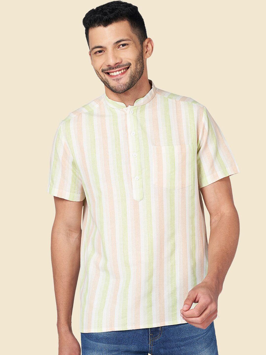 yu by pantaloons mandarin collar striped straight short kurta