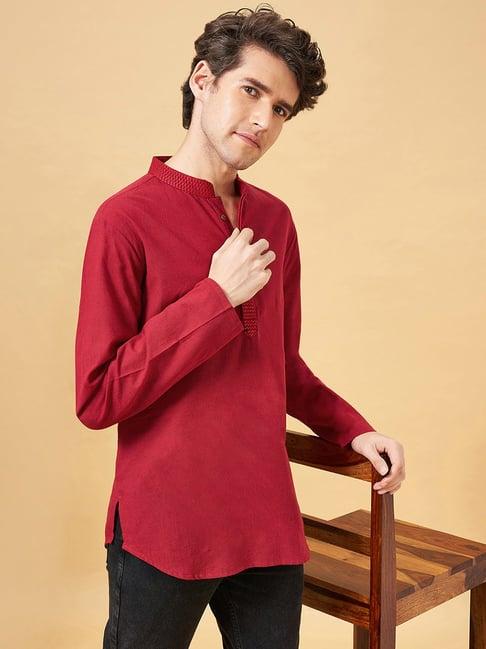 yu by pantaloons maroon straight fit short kurta