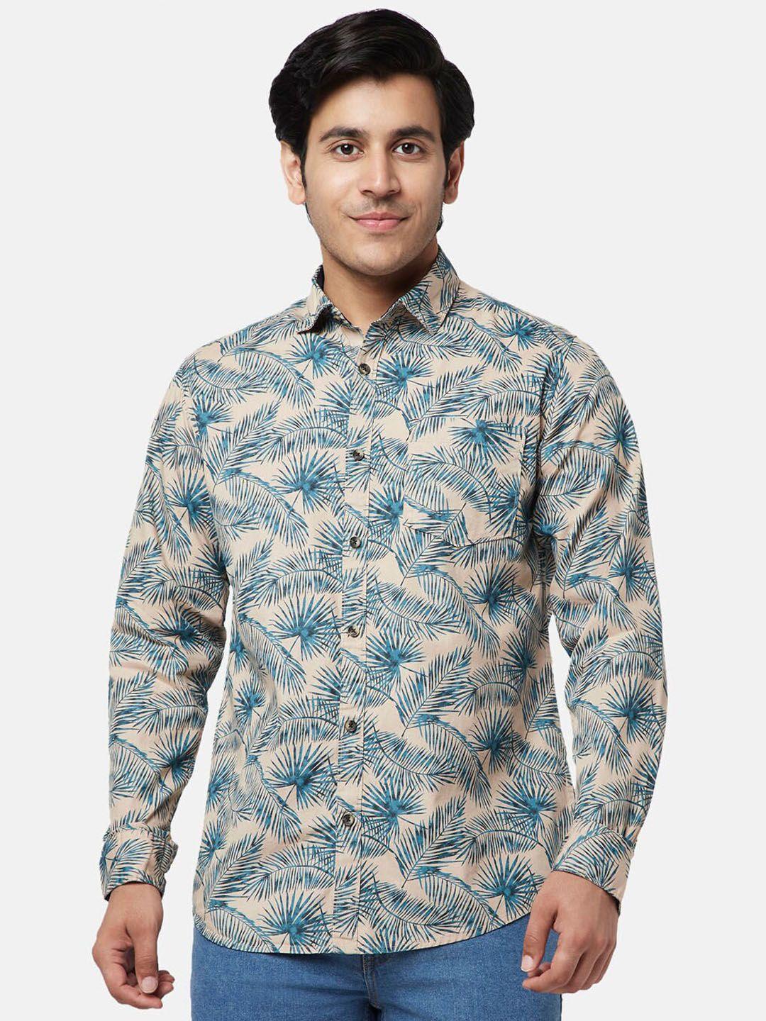 yu by pantaloons men slim fit floral printed cotton casual shirt