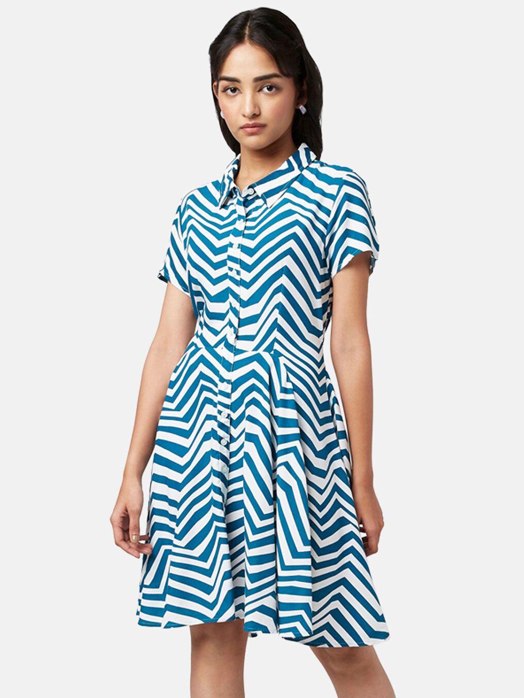 yu by pantaloons navy blue striped ethnic dress