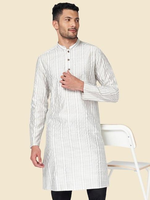 yu by pantaloons off white regular fit printed kurtas