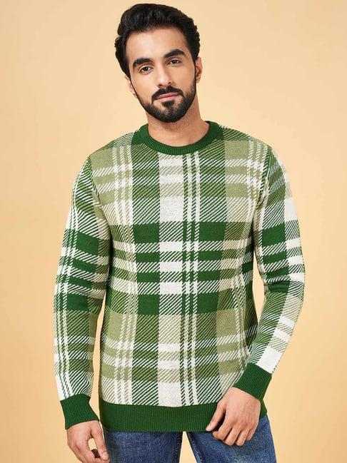 yu by pantaloons olive regular fit checks sweater