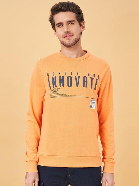 yu by pantaloons orange regular fit printed sweatshirt