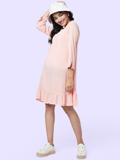 yu by pantaloons peach a-line dress