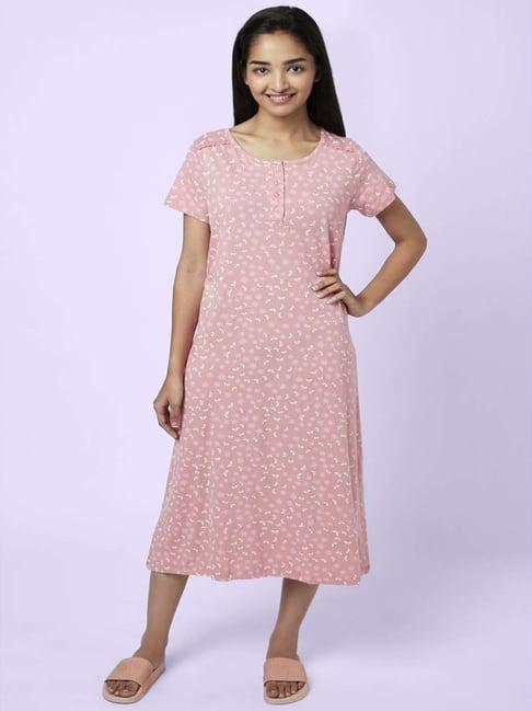 yu by pantaloons pink cotton printed nighty