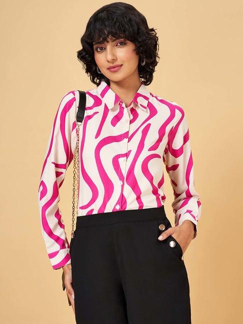 yu by pantaloons pink cotton printed shirt