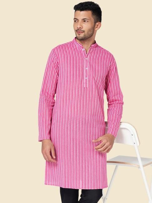 yu by pantaloons pink cotton regular fit striped kurtas