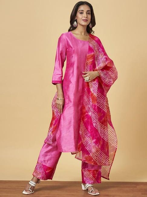 yu by pantaloons pink kurta pant set with dupatta