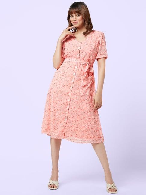 yu by pantaloons pink printed a-line dress