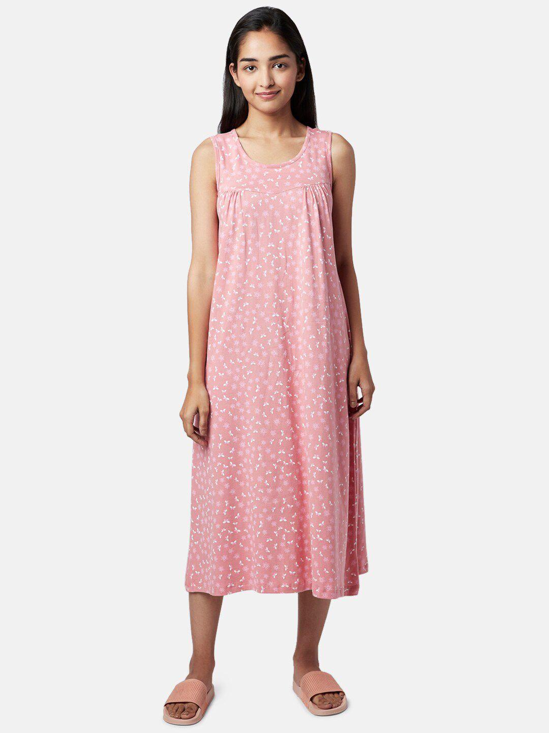 yu by pantaloons pink printed midi nightdress