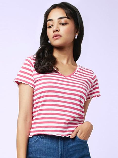 yu by pantaloons pink striped top