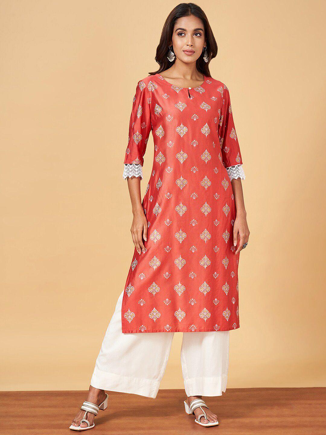 yu by pantaloons printed keyhole neck regular kurta