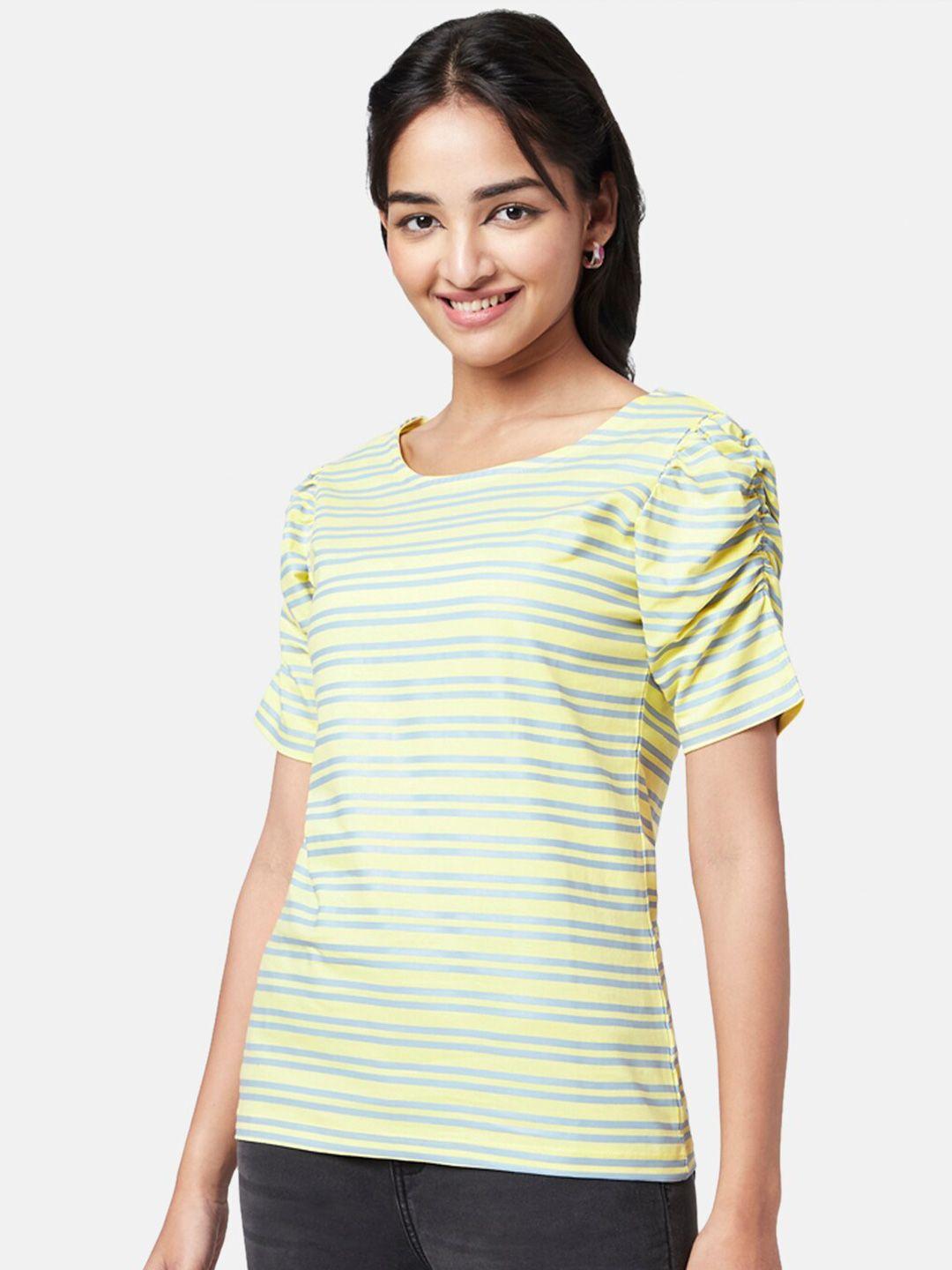 yu by pantaloons puff sleeves striped top