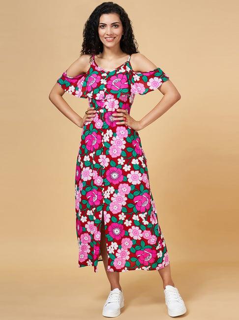 yu by pantaloons red & pink printed a-line dress