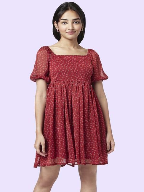 yu by pantaloons red printed a-line dress