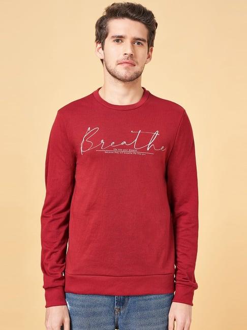 yu by pantaloons red regular fit printed sweatshirt