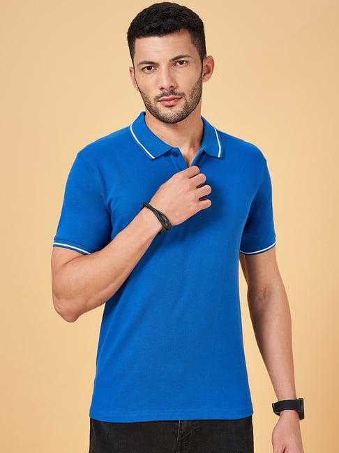 yu by pantaloons royal blue regular fit polo t-shirt