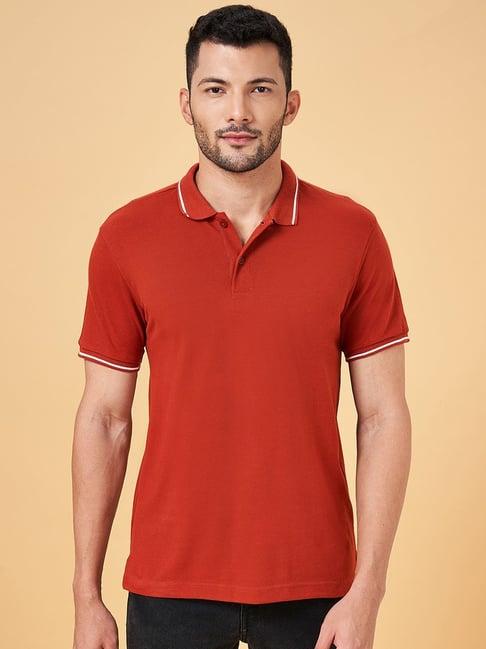 yu by pantaloons rust regular fit polo t-shirt