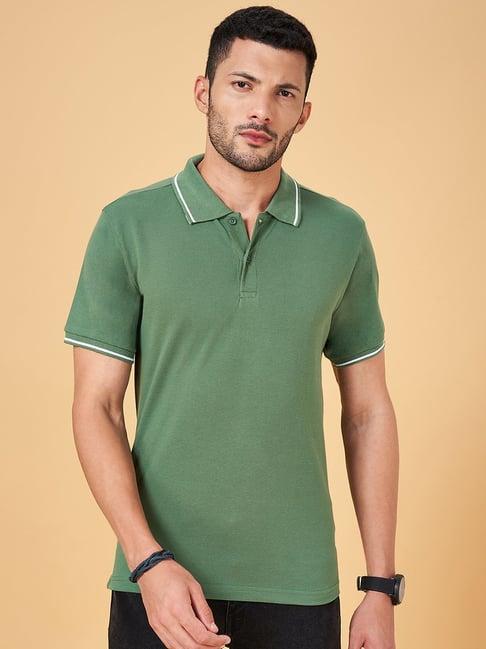 yu by pantaloons sage green regular fit polo t-shirt