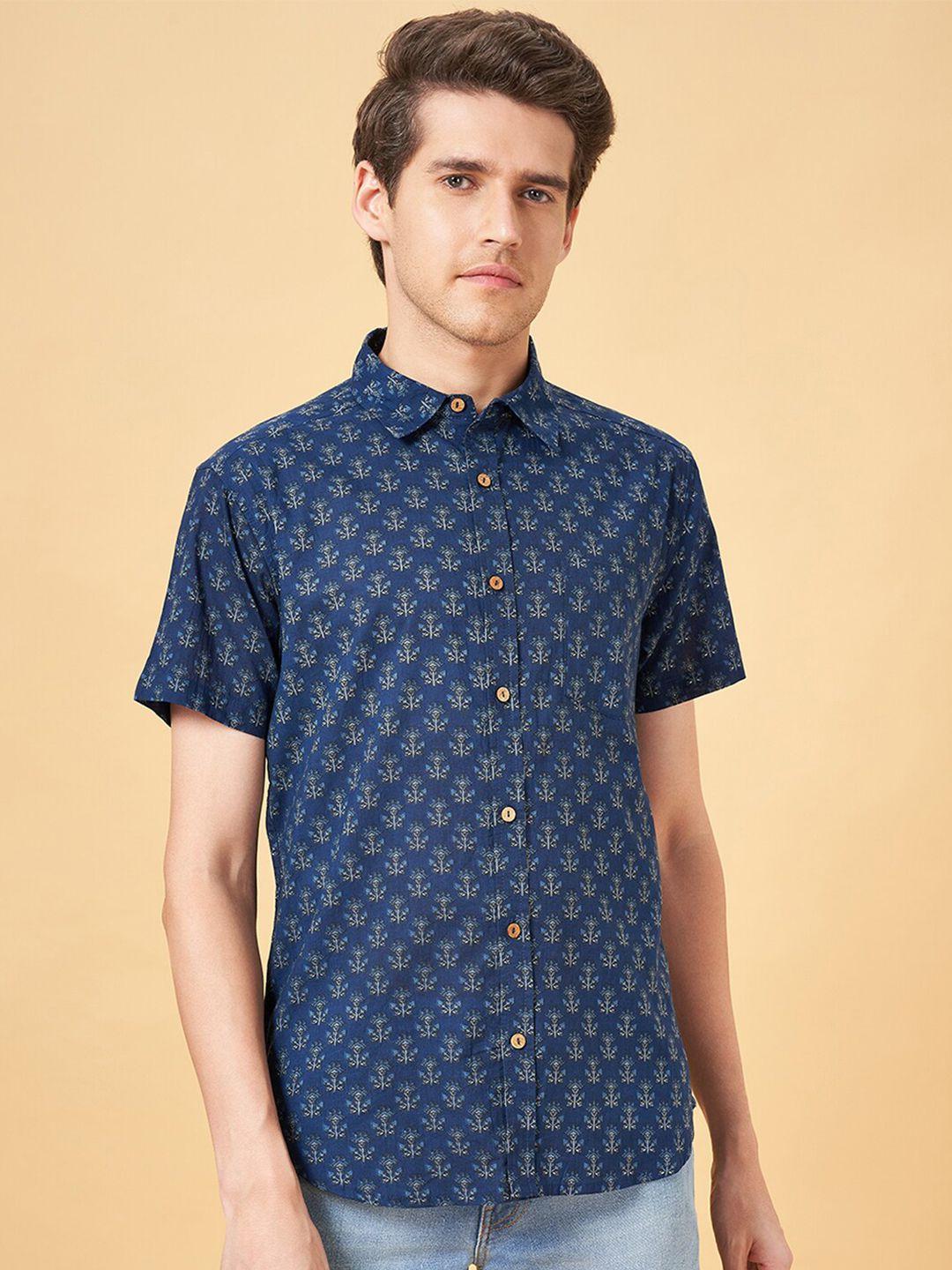 yu by pantaloons spread collar short sleeves opaque printed casual shirt