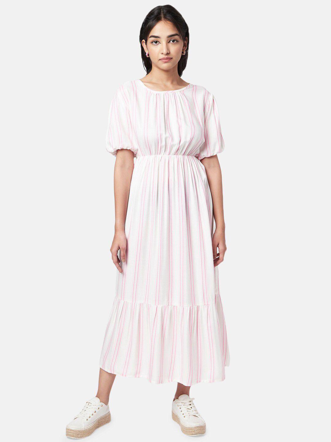 yu by pantaloons striped a-line pure cotton midi dress