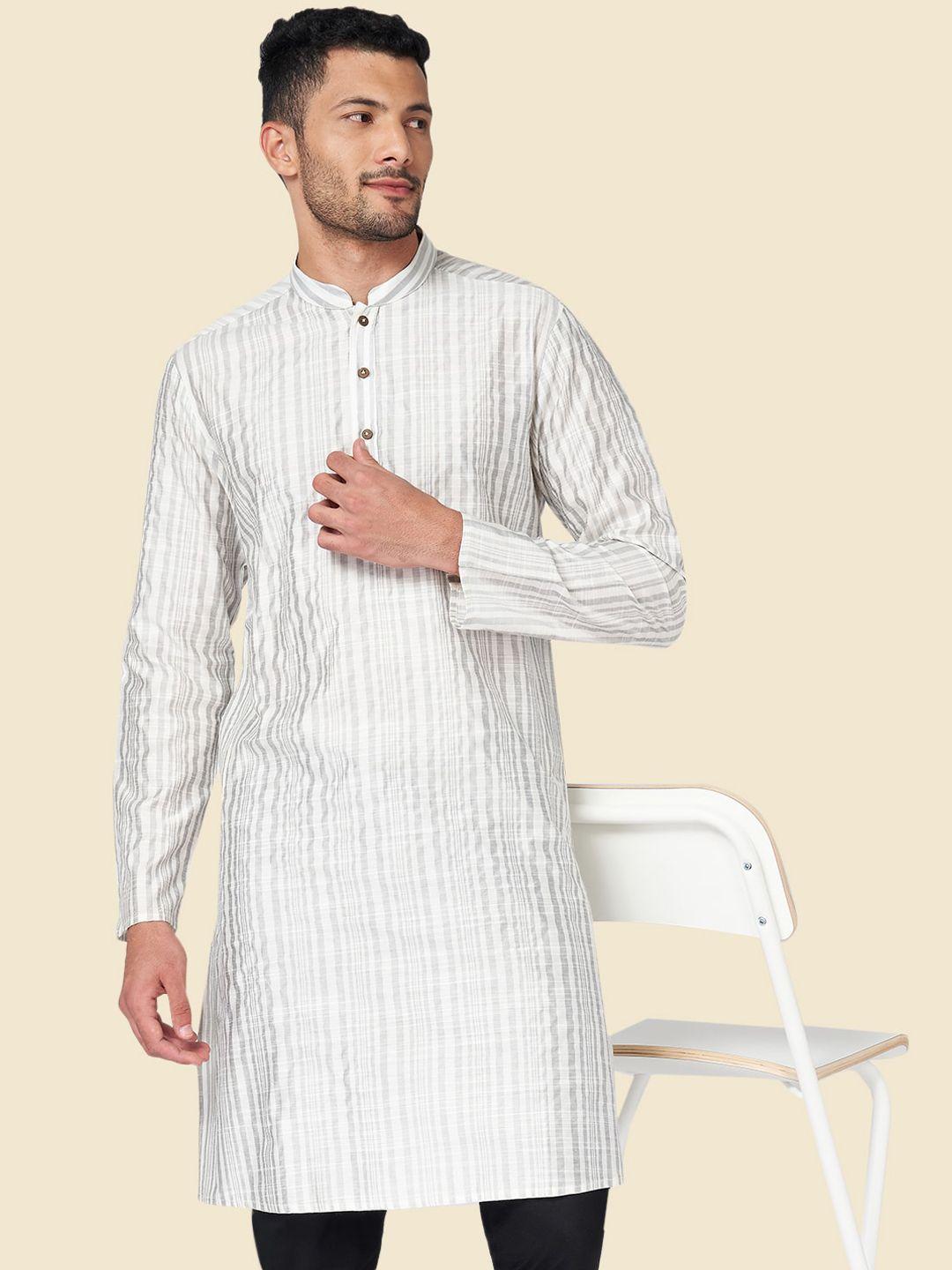 yu by pantaloons striped mandarin collar kurta