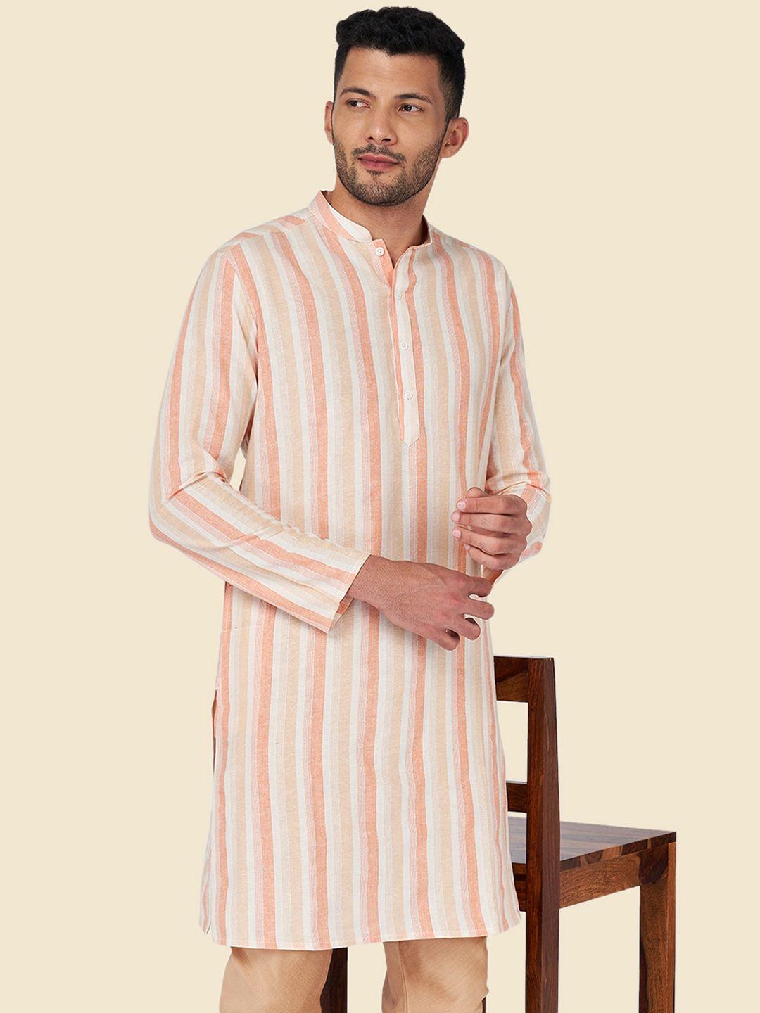 yu by pantaloons striped mandarin collar straight kurta