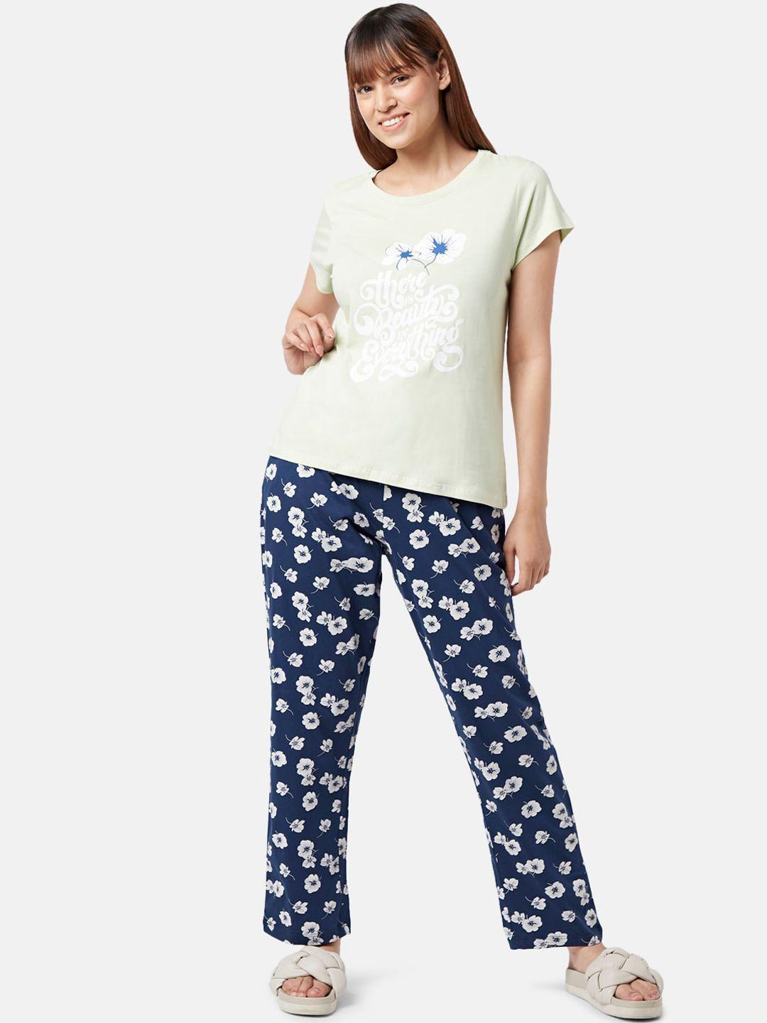 yu by pantaloons typography printed pure cotton night suit