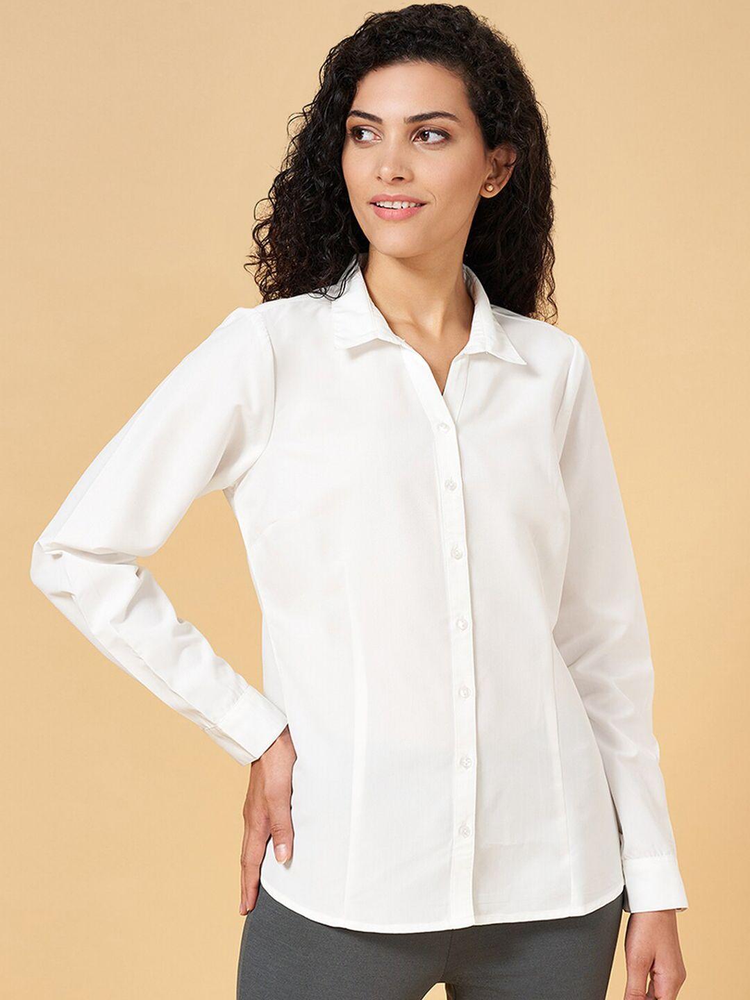 yu by pantaloons white & bright white shirt style top