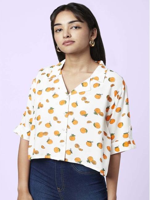 yu by pantaloons white printed shirt