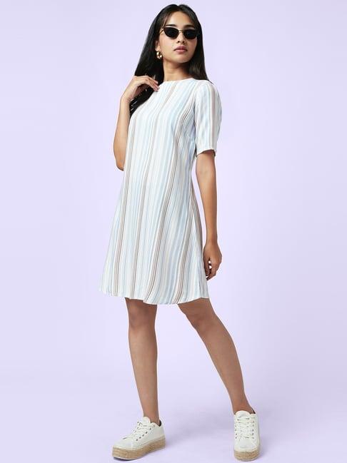 yu by pantaloons white printed skater dress